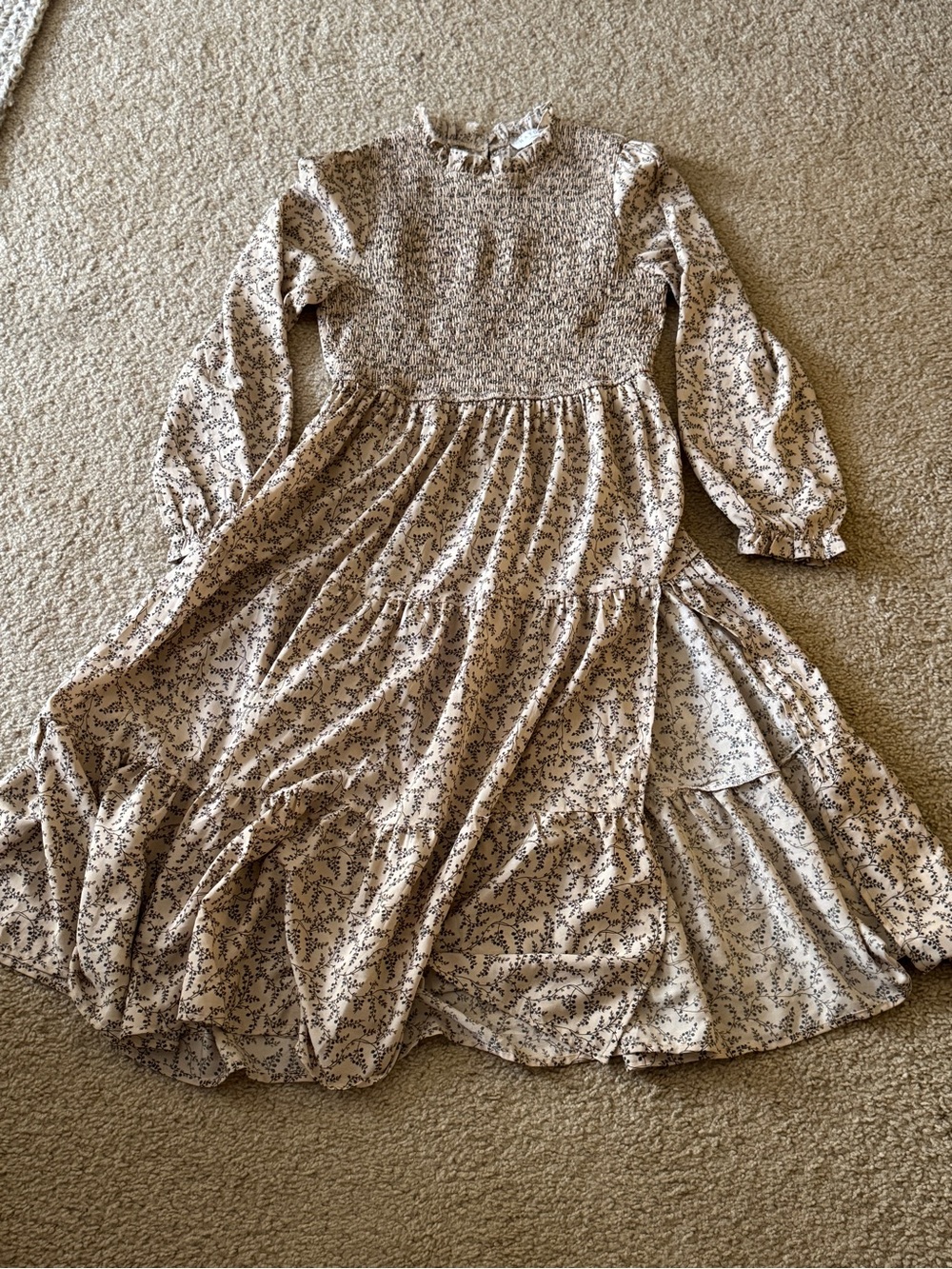 Hayden Cream Dress with Forest Green Floral Print - Picture 2 of 5